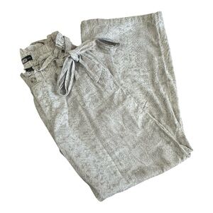 Rewash Women’s Linen-Blend Wide Leg Pants – Beige Snake Print – Size L